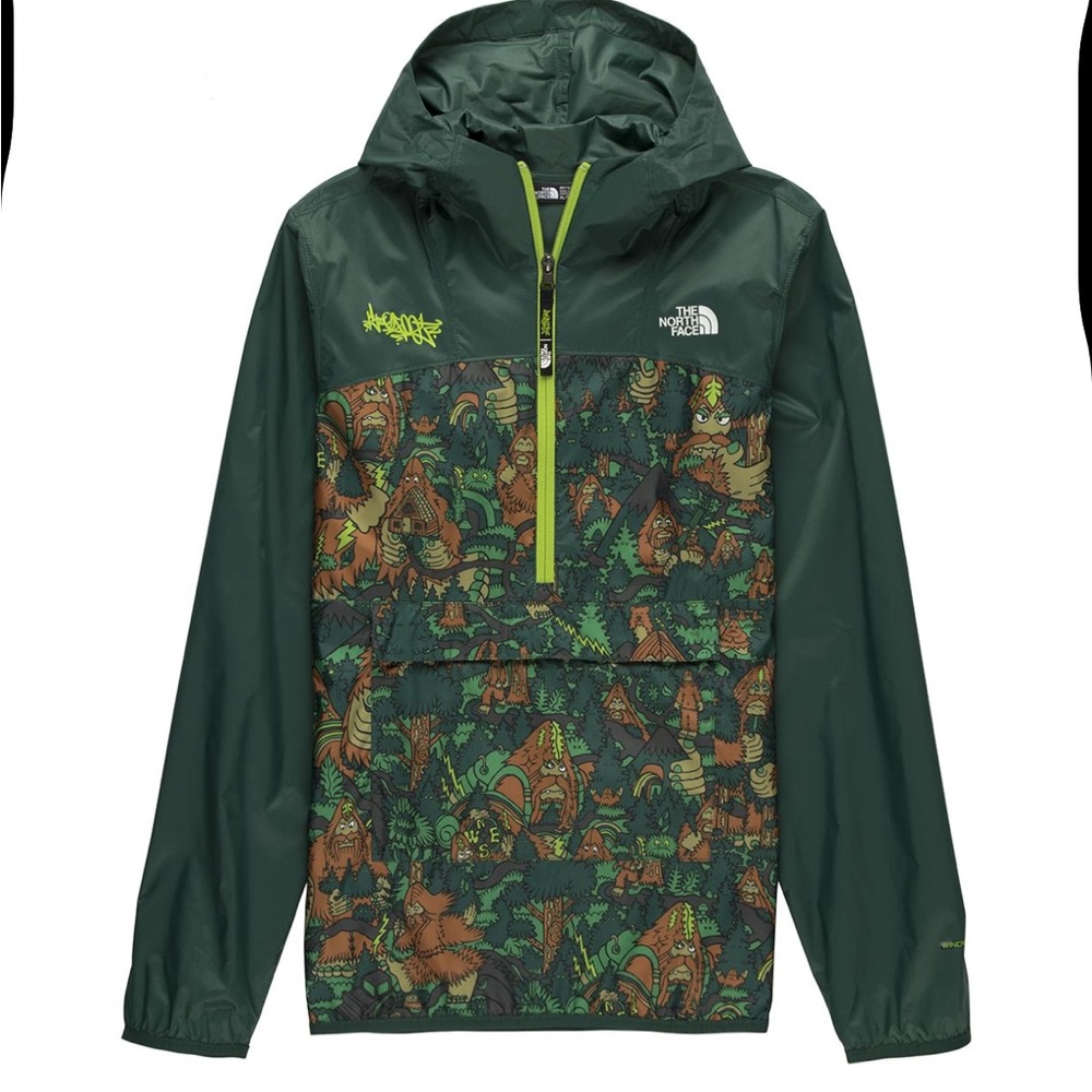 North Face Fanorak Windbreaker Jacket Boys Sz M 10-12 Camo Packable Fanny pack